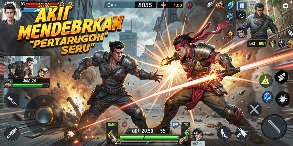Tampilan gameplay mendebarkan dari 8055 yang penuh aksi.