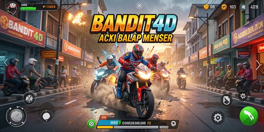 Screenshot gameplay BANDIT4D menampilkan balapan mendebarkan di jalanan.