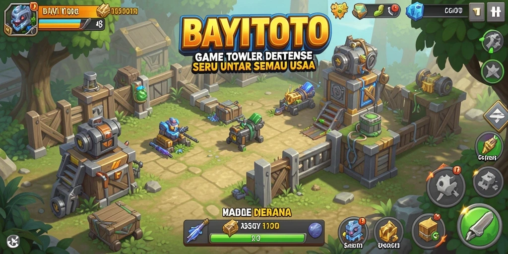 Tampilan menarik dari gameplay Tower Defense yang dinamis.