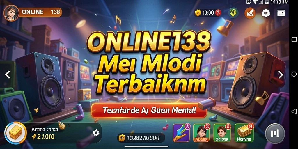 Screenshot gameplay ONLINE138 yang menampilkan antarmuka musik yang menarik.