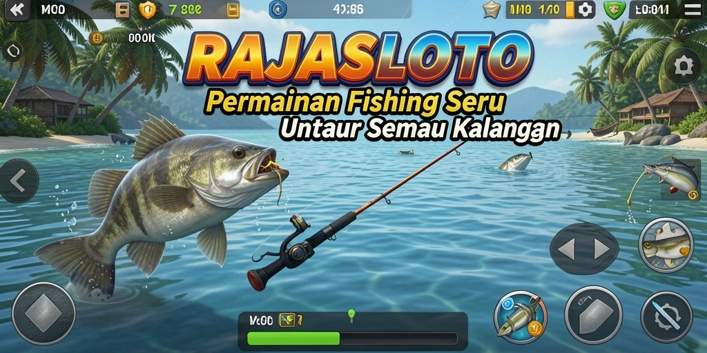 Tampilan gameplay Fishing dalam RAJASLOTO yang mendebarkan.