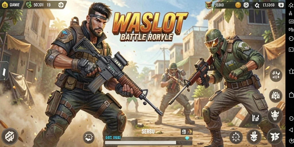 Screenshot utama WASLOT menampilkan intensitas pertarungan Battle Royale.